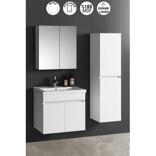 BATHROOM CABINET SET WITH MIRROR HIGH CABINET 