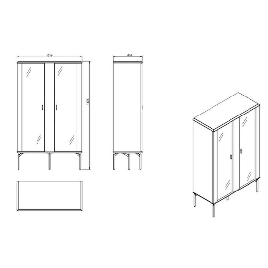 Havana 2 Covered Silver Display Cabinet